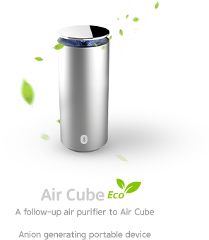 Air Cube Eco. A follow-up air purifier to Air Cube. Anion generating portable device